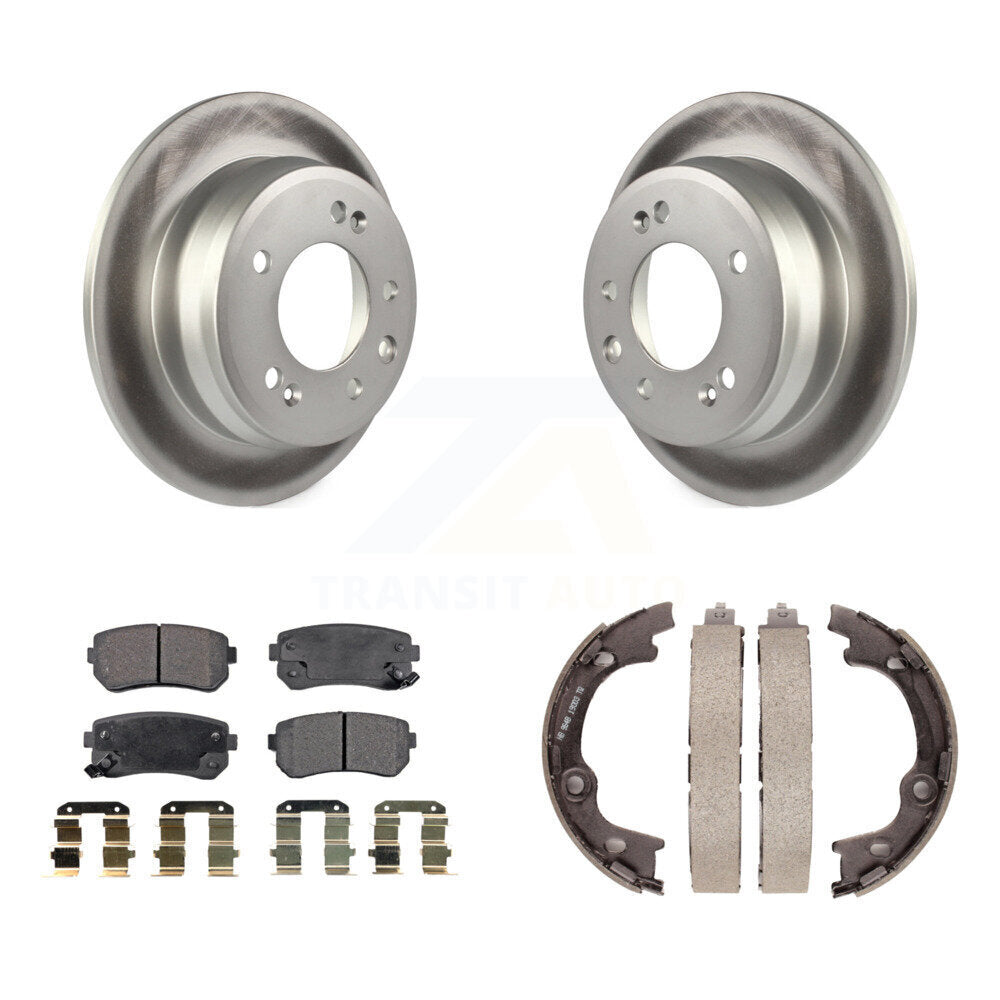 Rear Disc Coated Rotors Semi-Metallic Pads & Parking Shoes Kit For Hyundai Tucson Elantra KGF-103613