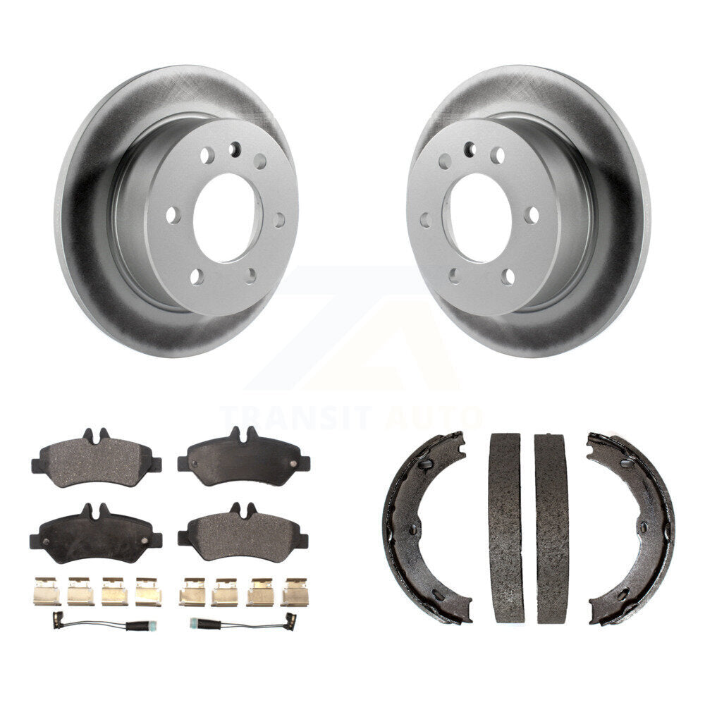 Rear Disc Coated Rotors Semi-Metallic Pads Parking Shoes Kit For Sprinter 2500 Dodge 3500 KGF-103616