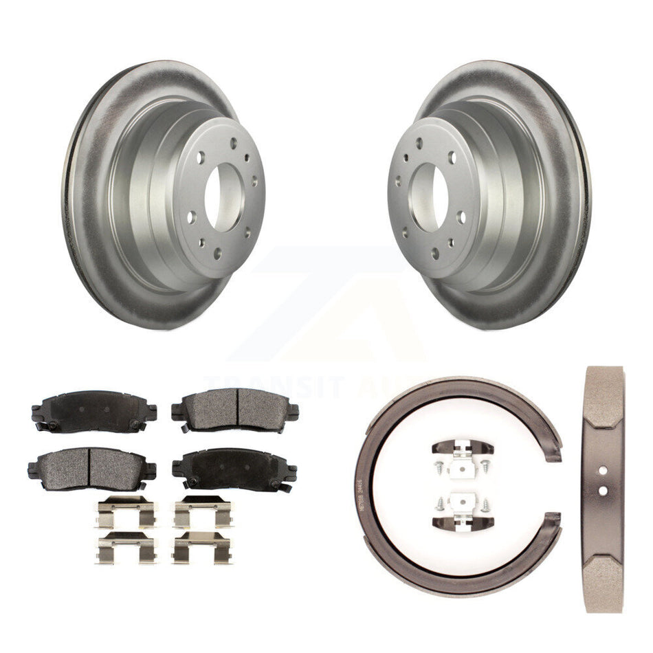Rear Disc Coated Rotors Semi-Metallic Pads & Parking Shoes Kit For Chevrolet GMC Envoy XL KGF-103620