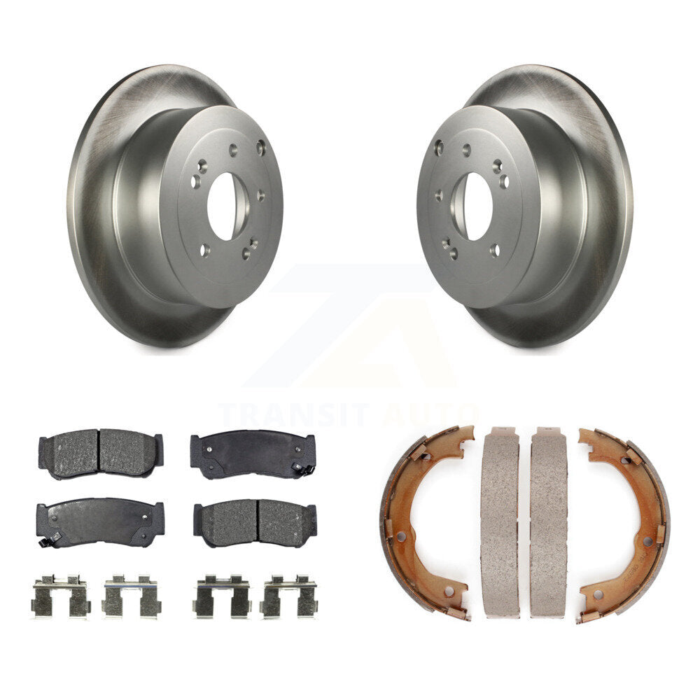 Rear Disc Coated Rotors Semi-Metallic Pads & Parking Shoes Kit For 07-09 Hyundai Santa Fe KGF-103621