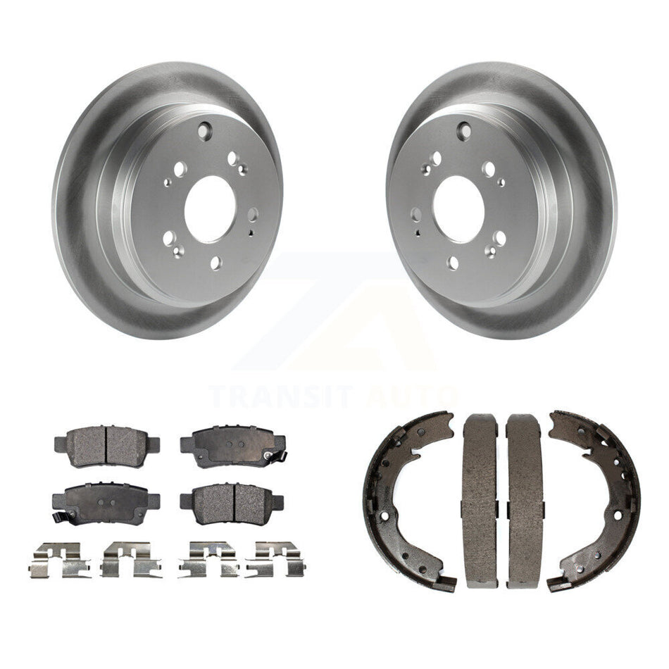 Rear Disc Coated Rotors Semi-Metallic Pads Parking Shoes Kit For 2005-2010 Honda Odyssey KGF-103622