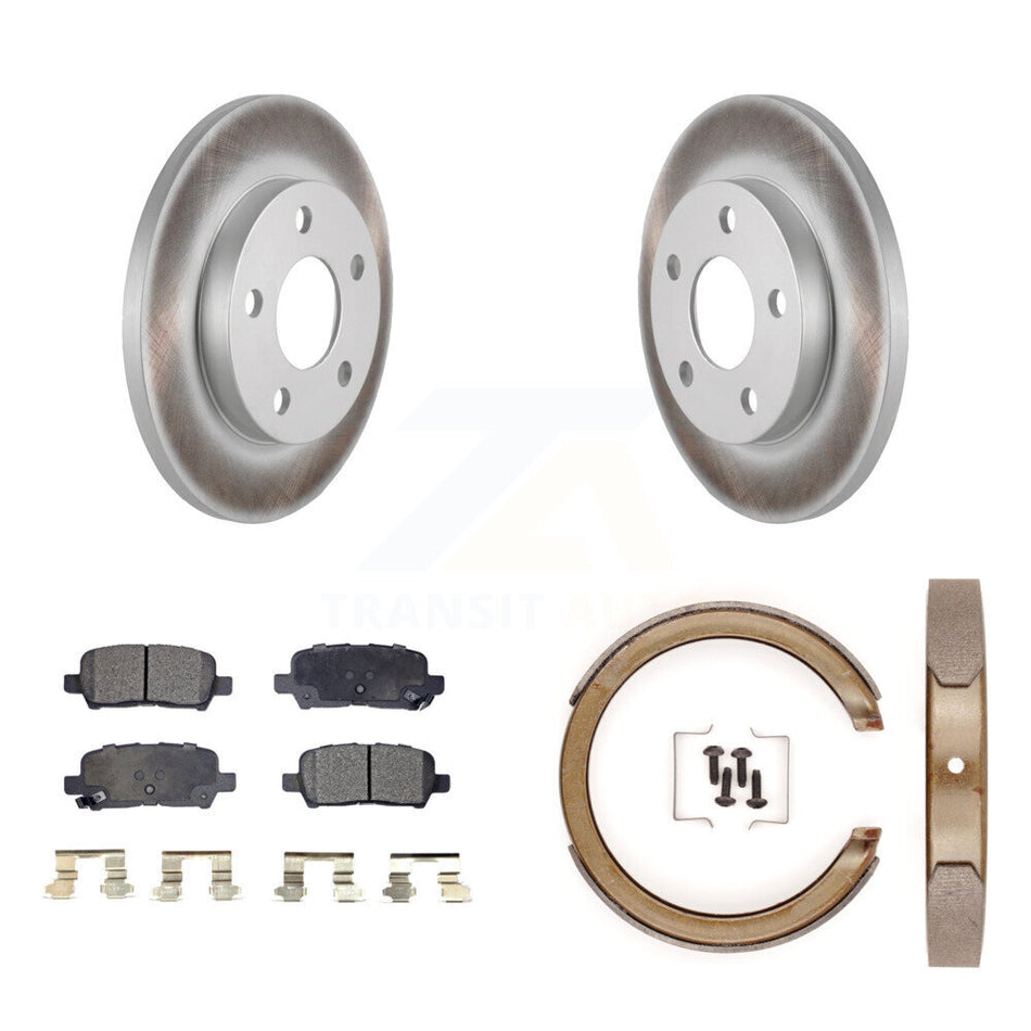 Rear Disc Coated Rotors Semi-Metallic Pads & Parking Brake Shoes Kit For Chevrolet Impala KGF-103625