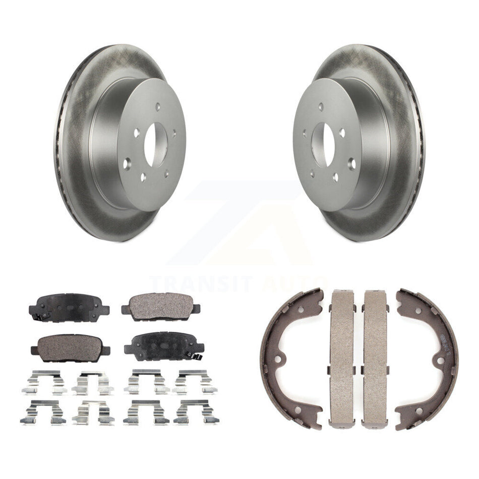 Rear Disc Coated Rotors Semi-Metallic Pads & Parking Shoes Kit For Nissan Murano INFINITI KGF-103627