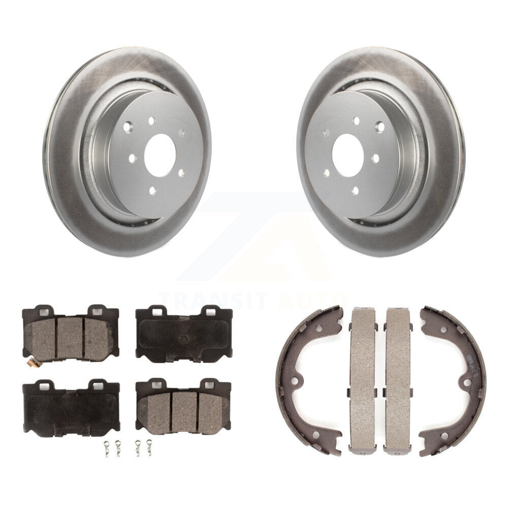 Rear Disc Coated Rotors Semi-Metallic Pads & Parking Shoes Kit For INFINITI Q50 M37 FX50 KGF-103628