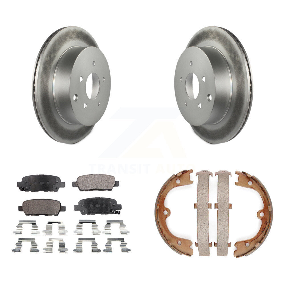 Rear Disc Coated Rotors Semi-Metallic Pads And Parking Shoes Kit For INFINITI FX35 Nissan KGF-103632
