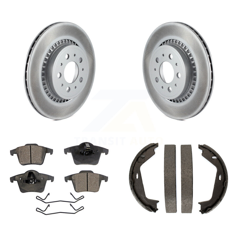 Rear Disc Coated Rotors Semi-Metallic Pads And Parking Shoes Kit For 2003-2007 Volvo XC90 KGF-103637