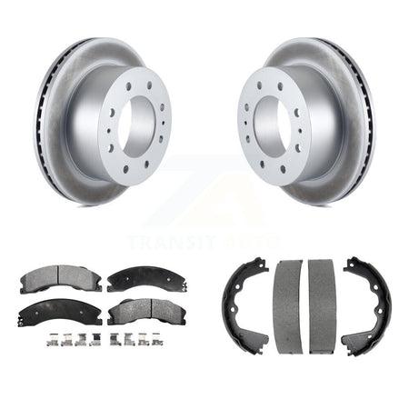 Rear Disc Coated Rotors Semi-Metallic Pads Parking Shoes Kit For GMC Sierra 2500 HD 3500 KGF-103642