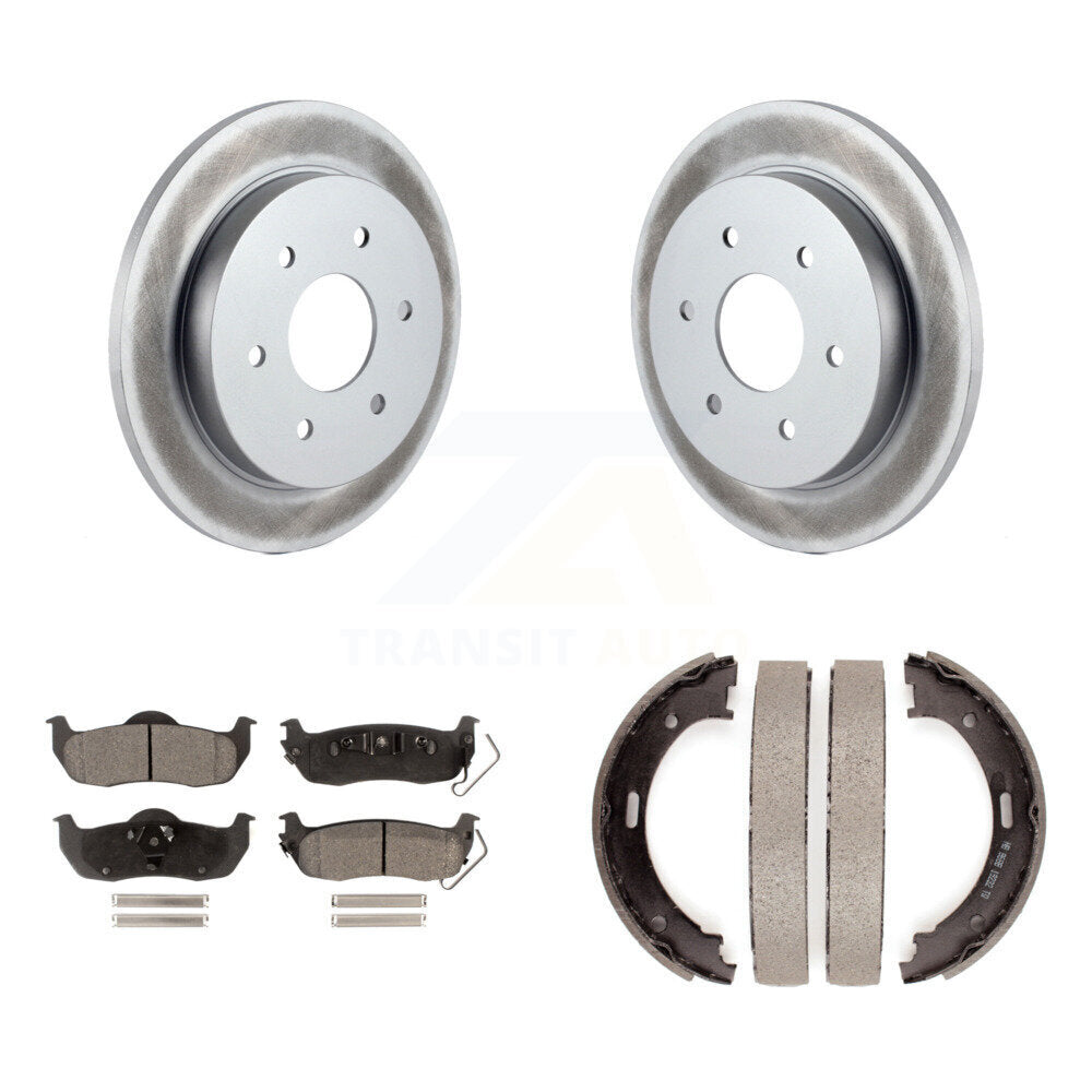 Rear Disc Coated Rotors Semi-Metallic Pads Parking Shoes Kit For Nissan TITAN Armada QX56 KGF-103647