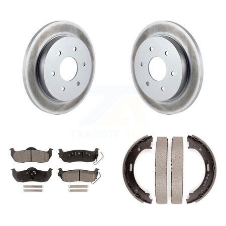 Rear Disc Coated Rotors Semi-Metallic Pads Parking Shoes Kit For Nissan TITAN Armada QX56 KGF-103647