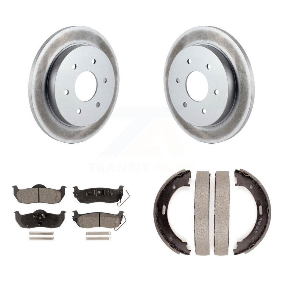 Rear Disc Coated Rotors Semi-Metallic Pads Parking Shoes Kit For Nissan TITAN Armada QX56 KGF-103647