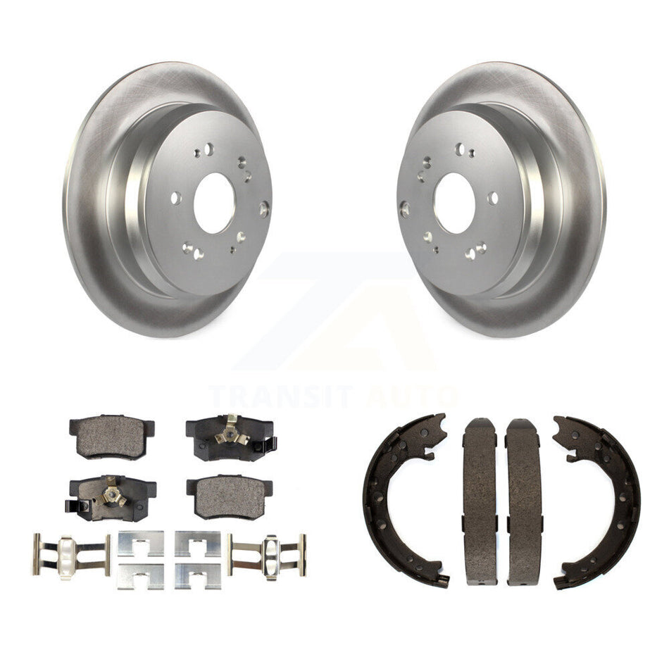 Rear Disc Coated Rotors Semi-Metallic Pads And Parking Shoes Kit For 2005-2006 Honda CR-V KGF-103653