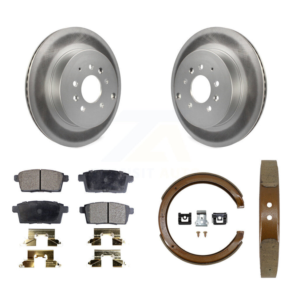Rear Disc Coated Rotors Semi-Metallic Pads And Parking Shoes Kit For 2007-2012 Mazda CX-9 KGF-103656