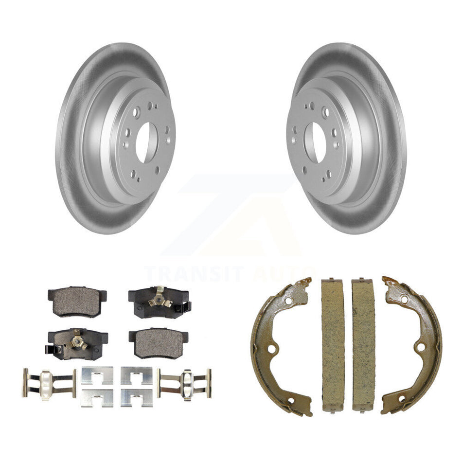 Rear Disc Coated Rotors Semi-Metallic Pads & Parking Shoes Kit For Honda Accord Crosstour KGF-103657