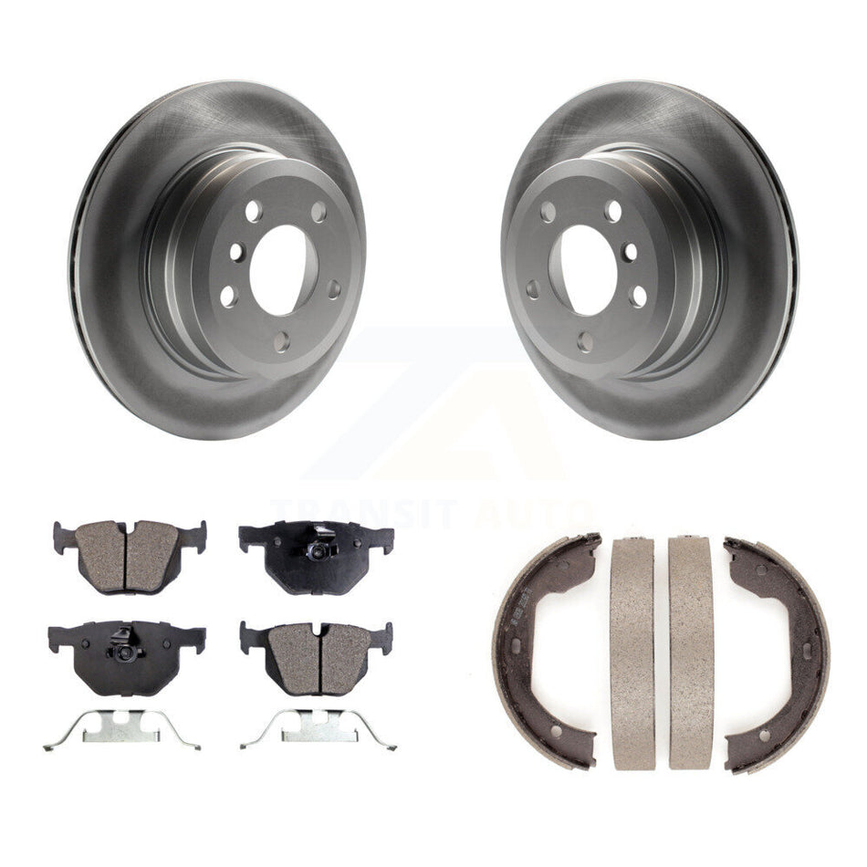 Rear Disc Coated Rotors Semi-Metallic Pads And Parking Brake Shoes Kit For BMW X5 X6 KGF-103658