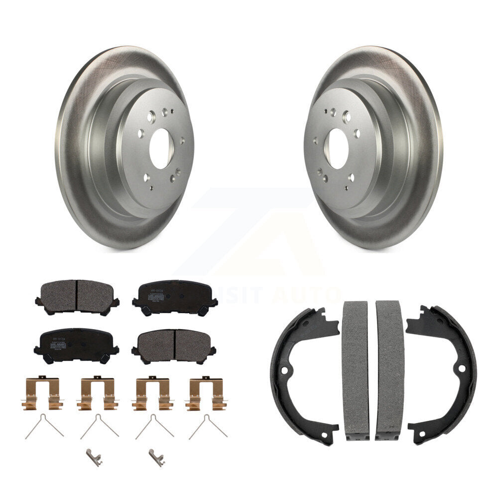 Rear Disc Coated Rotors Semi-Metallic Pads And Parking Shoes Kit For 2014-2016 Acura MDX KGF-103661