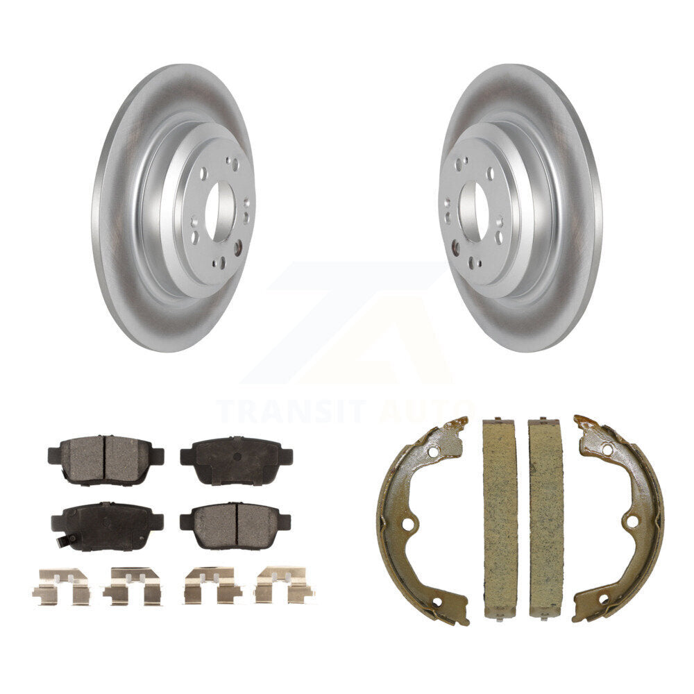 Rear Disc Coated Rotors Semi-Metallic Pads Parking Brake Shoes Kit For 2009-2014 Acura TL KGF-103662