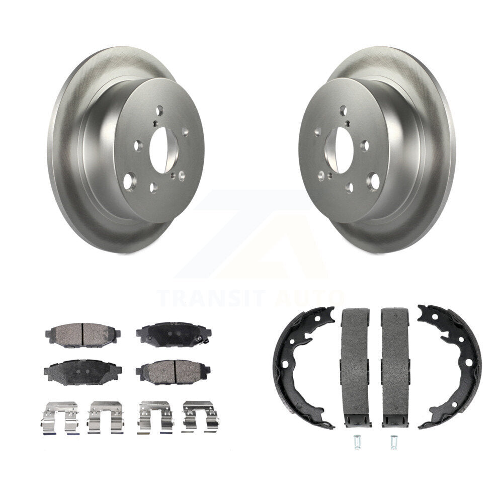 Rear Disc Coated Rotors Semi-Metallic Pads Parking Shoes Kit For Subaru Crosstrek Impreza KGF-103666