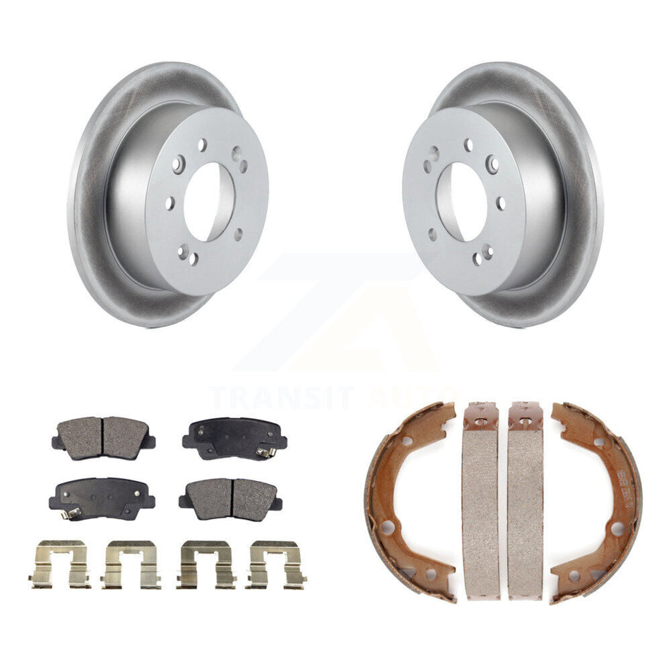 Rear Disc Coated Rotors Semi-Metallic Pads Parking Shoes Kit For 10 Hyundai Elantra Sedan KGF-103669