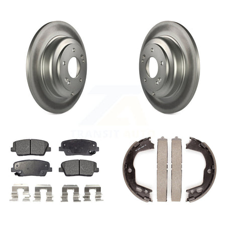Rear Disc Coated Rotors Semi-Metallic Pads & Parking Shoes Kit For Hyundai Genesis Coupe KGF-103671