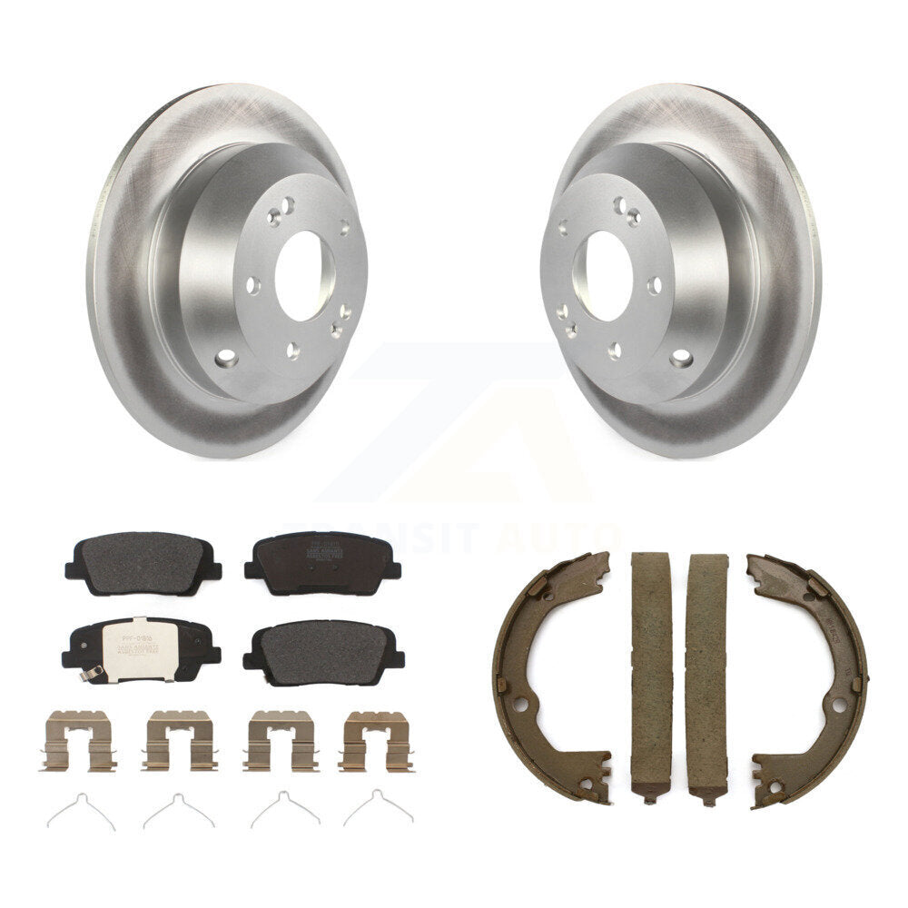 Rear Disc Coated Rotors Semi-Metallic Pads And Parking Brake Shoes Kit For Kia Sorento KGF-103674