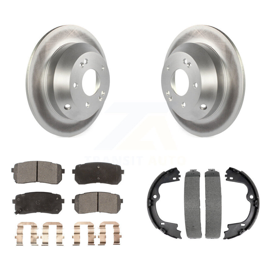 Rear Disc Coated Rotors Semi-Metallic Pads And Parking Brake Shoes Kit For Kia Sedona KGF-103675
