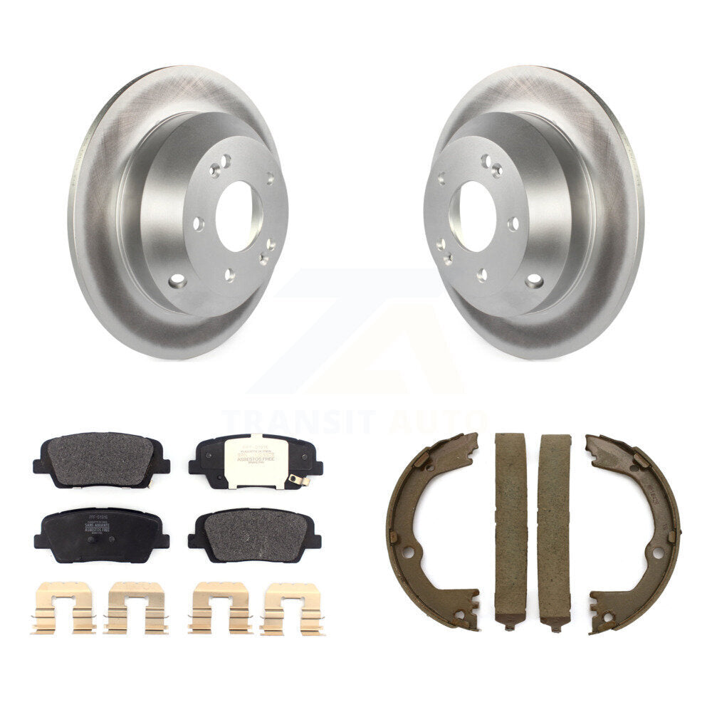 Rear Disc Coated Rotors Semi-Metallic Pads & Parking Shoes Kit For Hyundai Santa Fe Sport KGF-103676