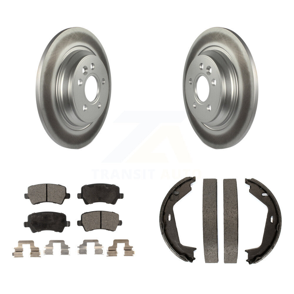 Rear Disc Coated Rotors Semi-Metallic Pads Parking Shoes Kit For 2007-2009 Volvo S80 AWD KGF-103682