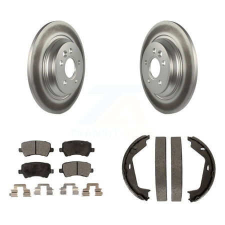 Rear Disc Coated Rotors Semi-Metallic Pads Parking Shoes Kit For 2007-2009 Volvo S80 AWD KGF-103682