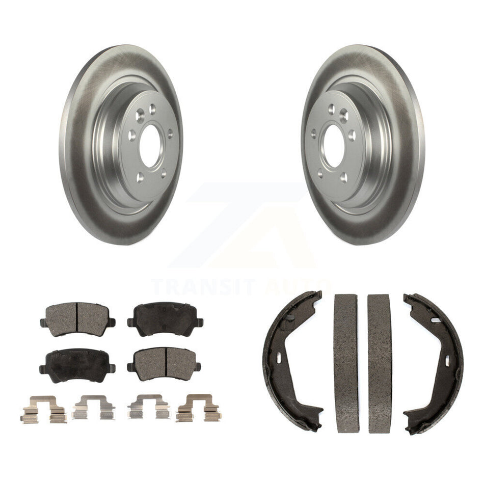 Rear Disc Coated Rotors Semi-Metallic Pads Parking Shoes Kit For 2007-2009 Volvo S80 AWD KGF-103682