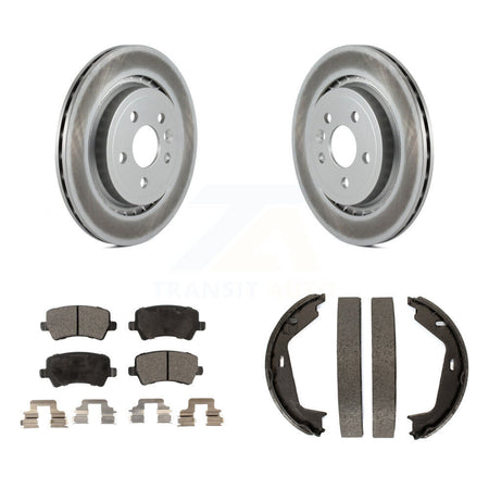 Rear Disc Coated Rotors Semi-Metallic Pads Parking Shoes Kit For 2007-2009 Volvo S80 AWD KGF-103683