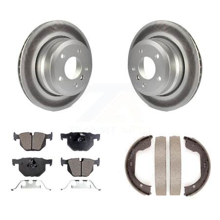 Rear Disc Coated Rotors Semi-Metallic Pads & Parking Shoes Kit For BMW 530xi 528i xDrive KGF-103685