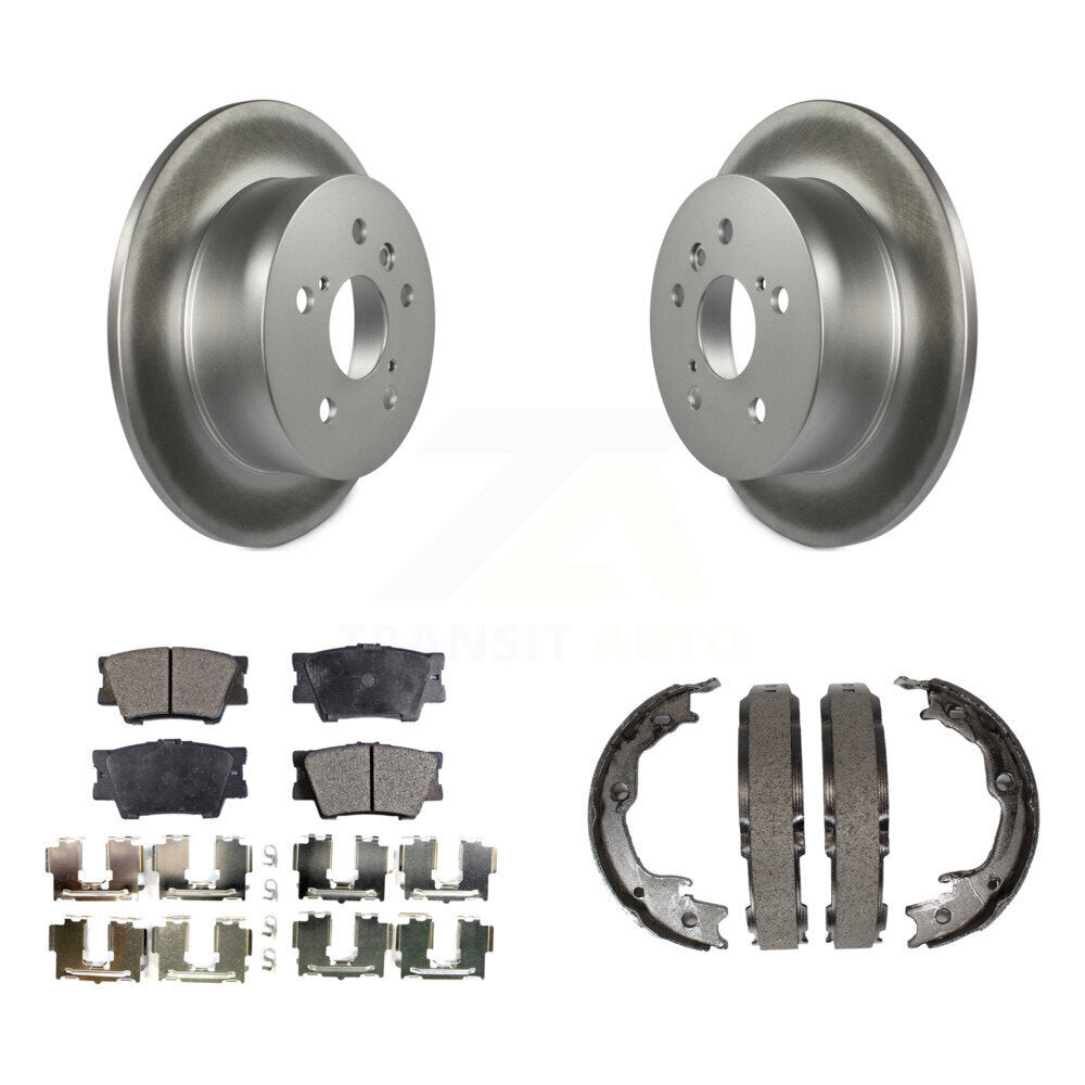 Rear Disc Coated Rotors Semi-Metallic Pads Parking Shoes Kit For Toyota Camry Lexus ES350 KGF-103686