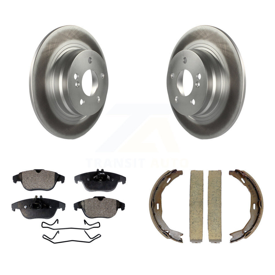 Rear Disc Coated Rotors Semi-Metallic Pads Parking Shoes Kit For Mercedes-Benz C300 C250 KGF-103687