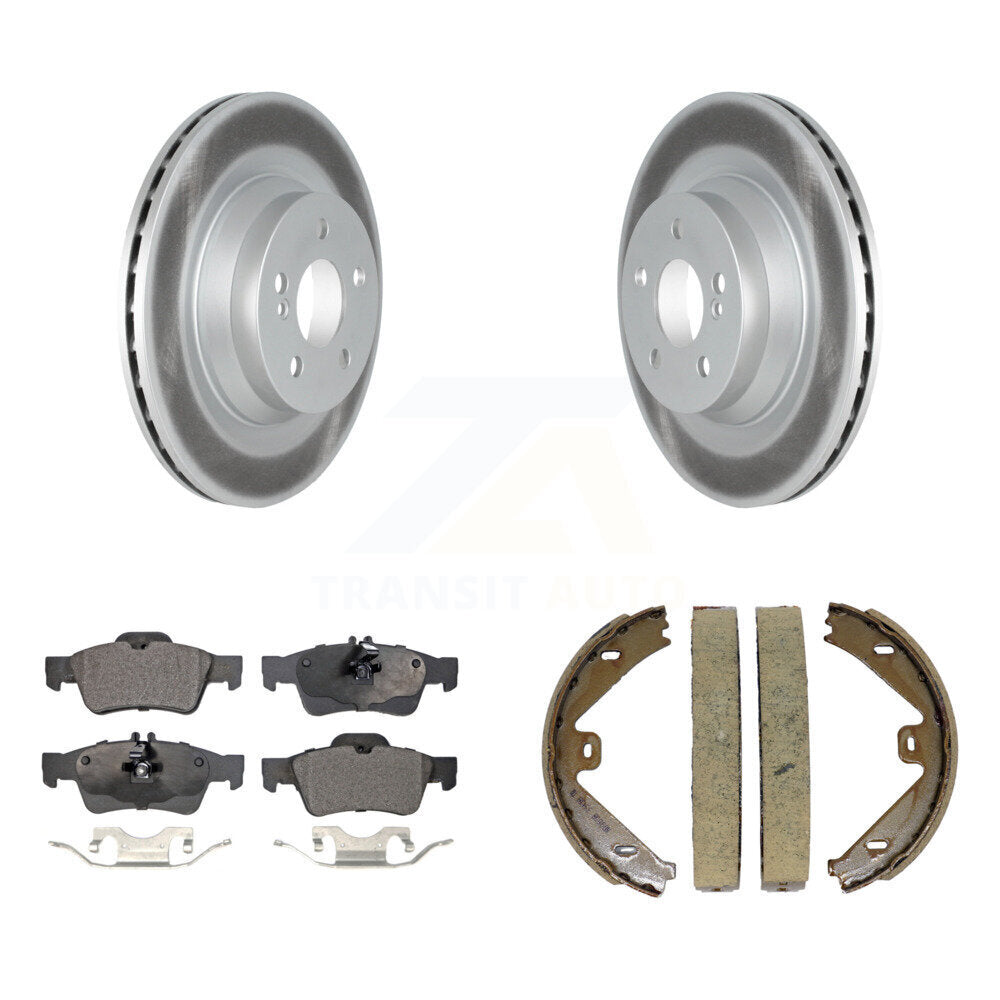 Rear Disc Coated Rotors Semi-Metallic Pads Parking Brake Shoes Kit For Mercedes-Benz E550 KGF-103689
