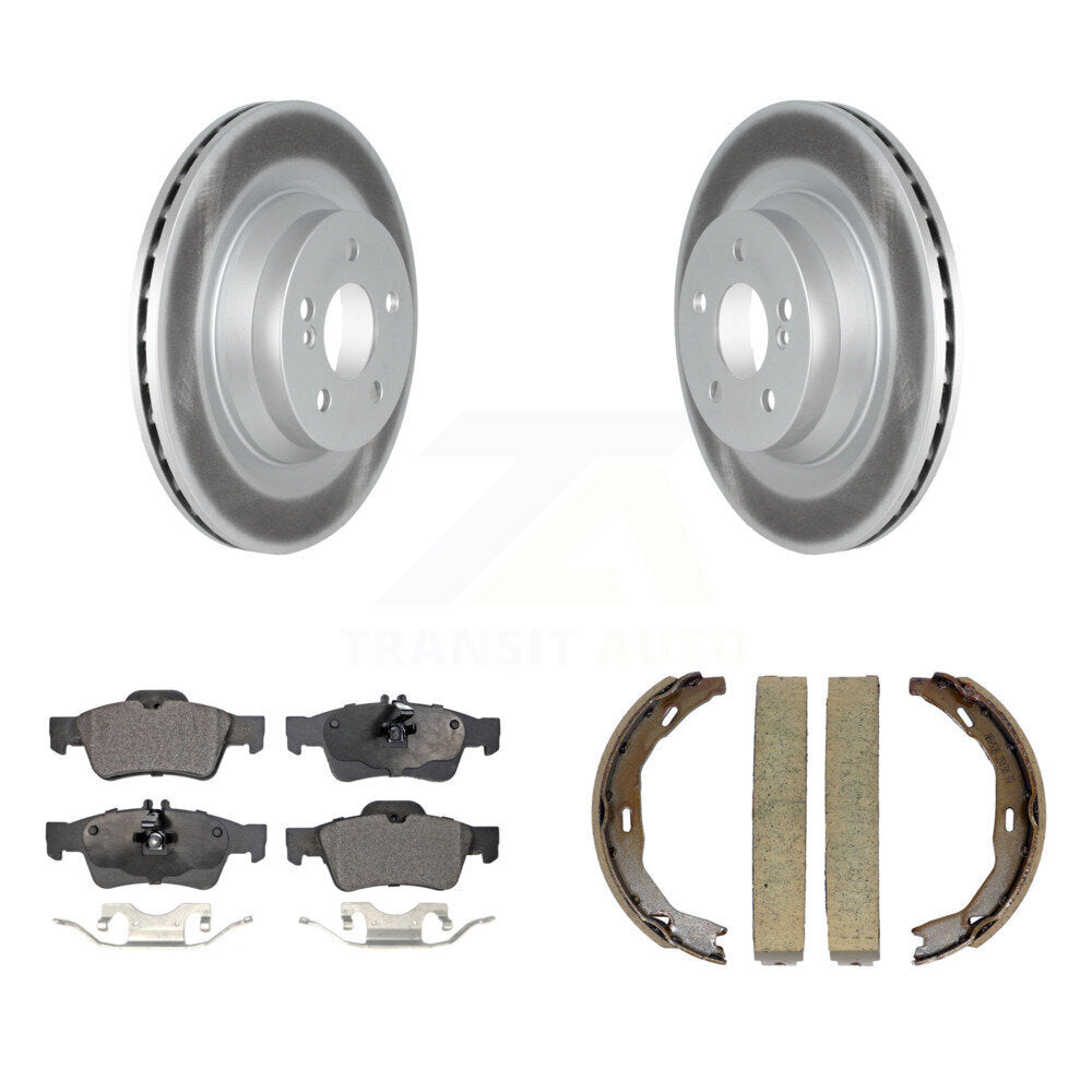 Rear Disc Coated Rotors Semi-Metallic Pads Parking Brake Shoes Kit For Mercedes-Benz E550 KGF-103692