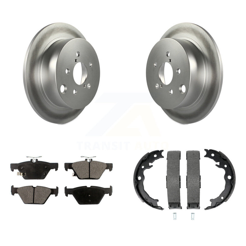 Rear Disc Coated Rotors Semi-Metallic Pads & Parking Brake Shoes Kit For Subaru Crosstrek KGF-103695