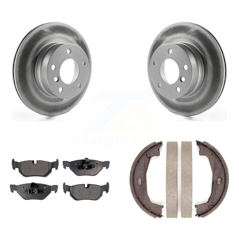 Rear Disc Coated Rotors Semi-Metallic Pads Parking Brake Shoes Kit For 2008-2013 BMW 128i KGF-103699