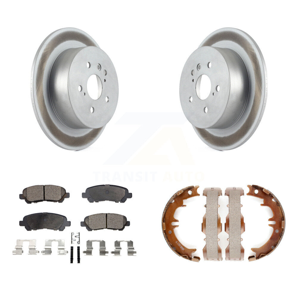 Rear Disc Coated Rotors Semi-Metallic Pads Parking Shoes Kit For 08-13 Toyota Highlander KGF-103702