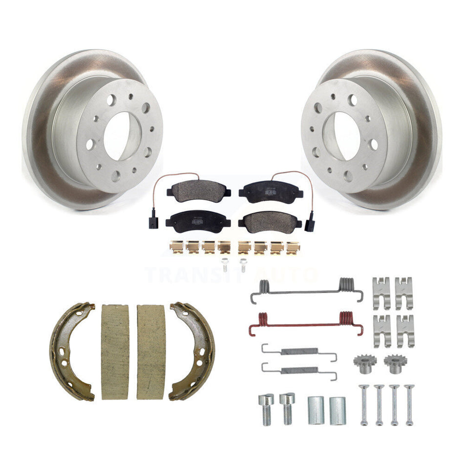 Rear Disc Coated Rotors Semi-Metallic Pads Parking Shoes & Hardware Kit For Ram ProMaster KGF-103709