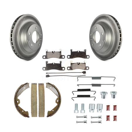 Rear Disc Coated Rotors Semi-Metallic Pads Parking Shoes And Hardware Kit For Volkswagen KGF-103711