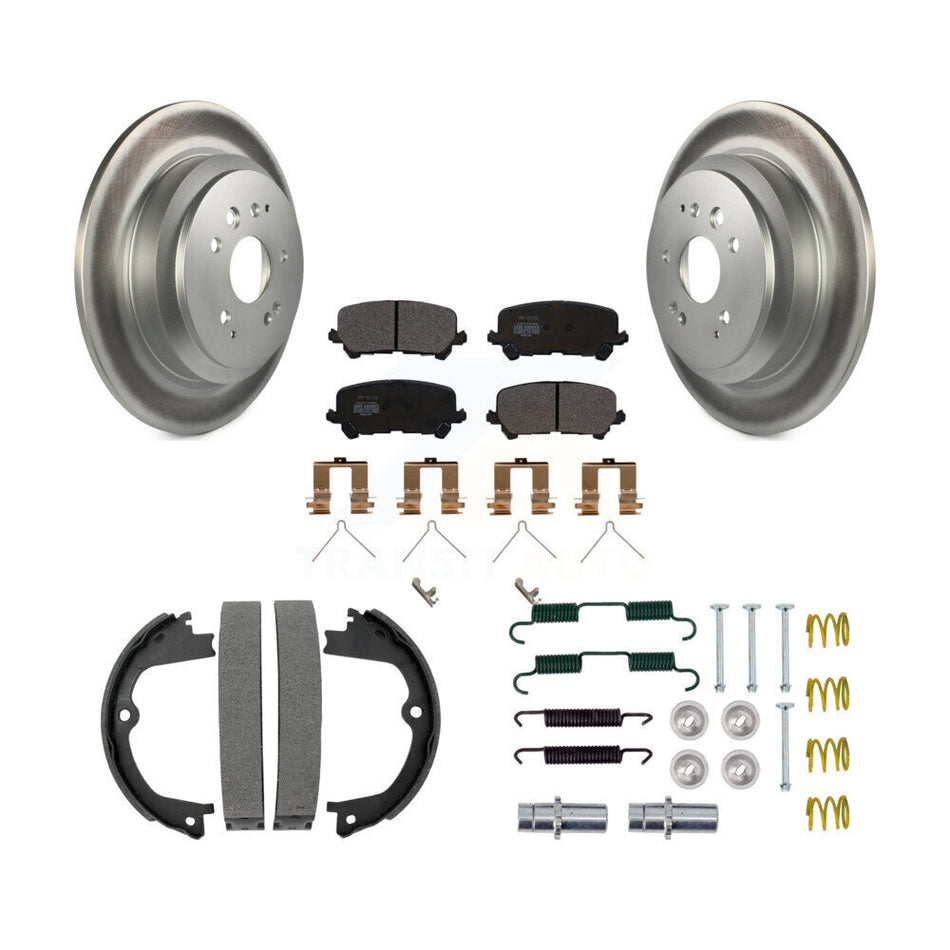 Rear Disc Coated Rotors Semi-Metallic Pads Parking Shoes Hardware Kit For 14-16 Acura MDX KGF-103712