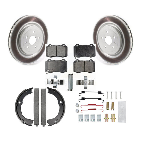 Rear Disc Coated Rotors Semi-Metallic Pads Parking Shoes & Hardware Kit For Chevrolet CTS KGF-103714