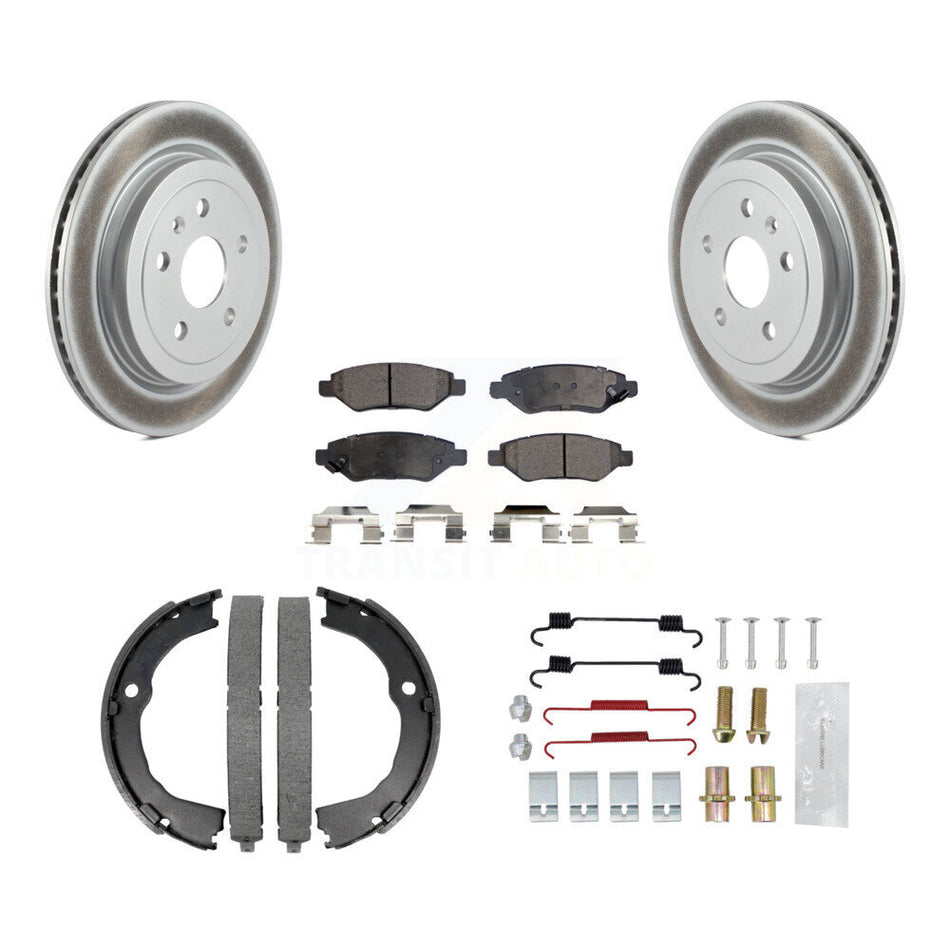 Rear Disc Coated Rotors Semi-Metallic Pads Parking Shoes & Hardware Kit For Chevrolet CTS KGF-103715