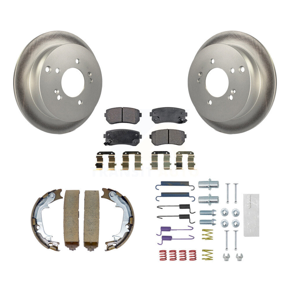 Rear Disc Coated Rotors Semi-Metallic Pads Parking Shoes Hardware Kit For Hyundai Tucson KGF-103723