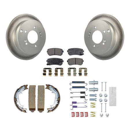 Rear Disc Coated Rotors Semi-Metallic Pads Parking Shoes Hardware Kit For Hyundai Tucson KGF-103723