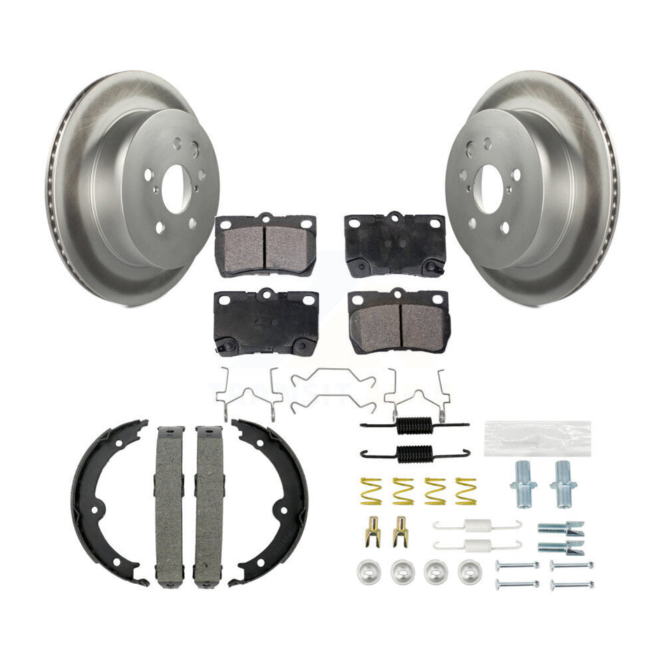 Rear Disc Coated Rotors Semi-Metallic Pads Parking Shoes And Hardware Kit For Lexus IS250 KGF-103728