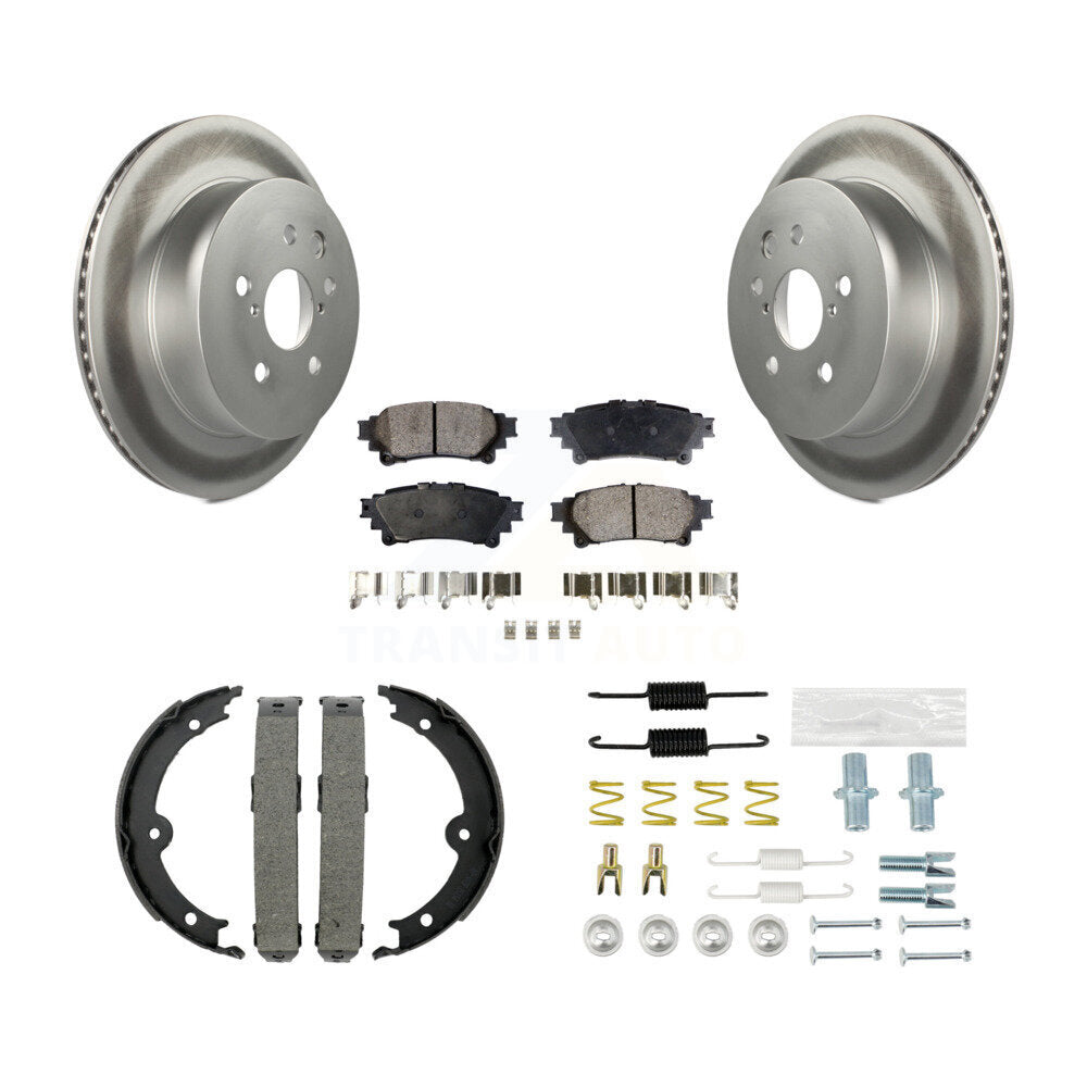 Rear Disc Coated Rotors Semi-Metallic Pads Parking Shoes And Hardware Kit For Lexus IS250 KGF-103730