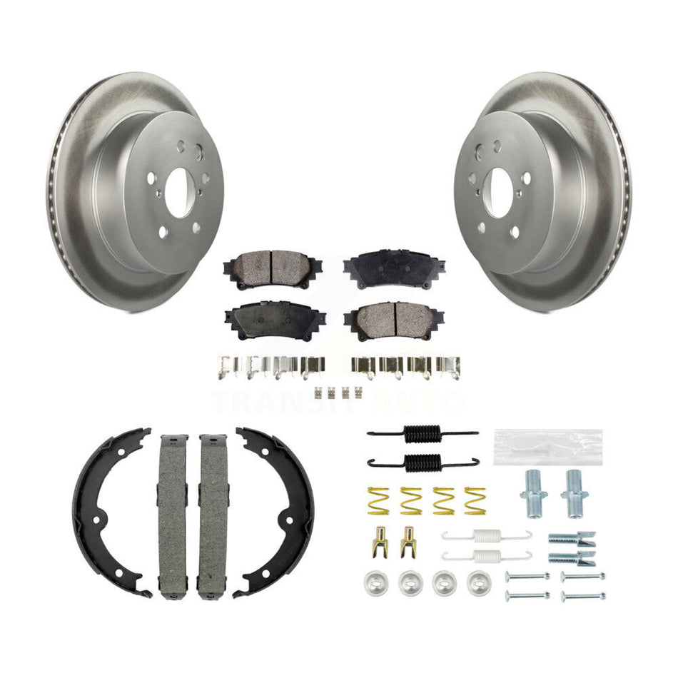 Rear Disc Coated Rotors Semi-Metallic Pads Parking Shoes And Hardware Kit For Lexus IS250 KGF-103730