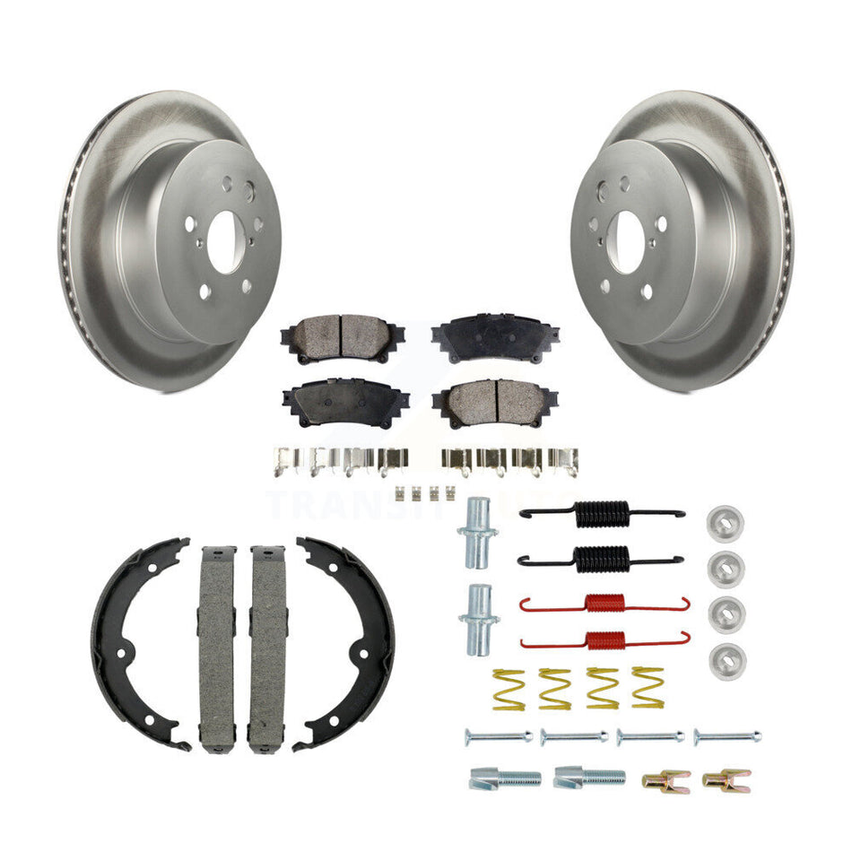 Rear Disc Coated Rotors Semi-Metallic Pads Parking Shoes And Hardware Kit For Lexus IS350 KGF-103731