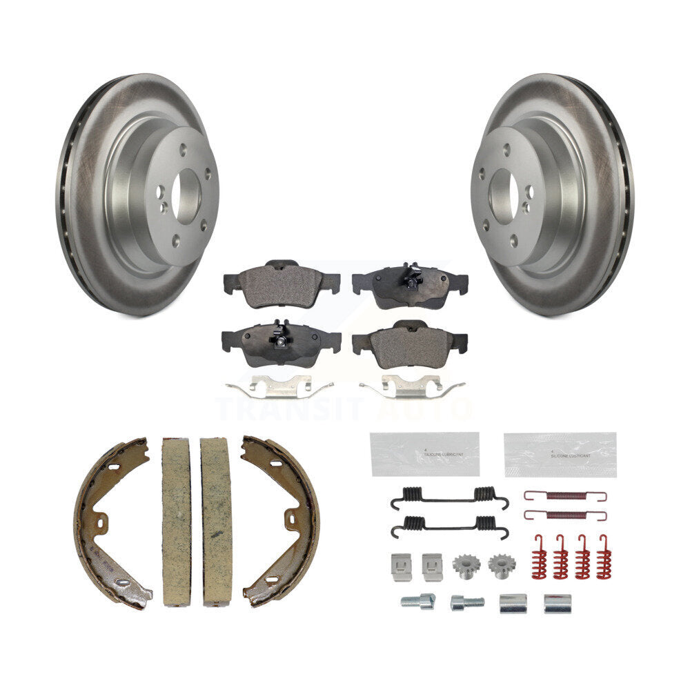 Rear Disc Coated Rotors Semi-Metallic Pads Parking Shoes & Hardware Kit For Mercedes-Benz KGF-103737